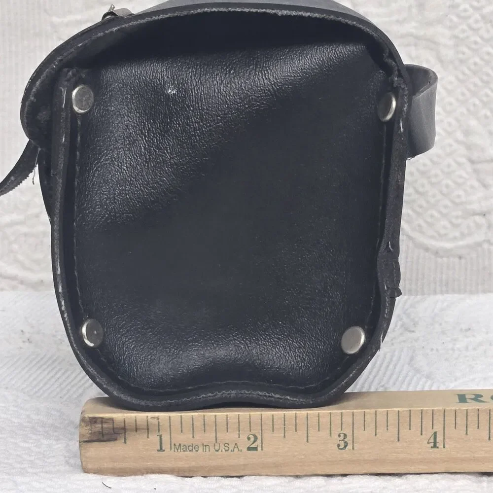 Vintage Harley Davidson Cycle Black Leather Motorcycle Travel Bag Case Biker